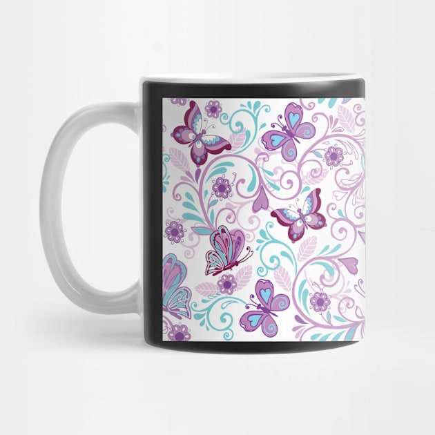 Lovely Purple Butterflies & Curlicues by CeeGunn